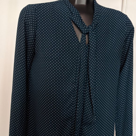 Ann Taylor deep green and dotted blouse - Picture 1 of 4